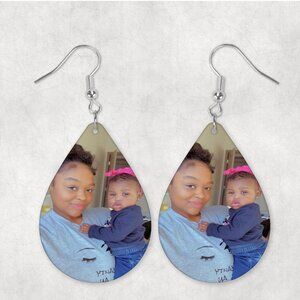 Women's Custom Photo Design Light Weight Teardrop Handmade Earrings